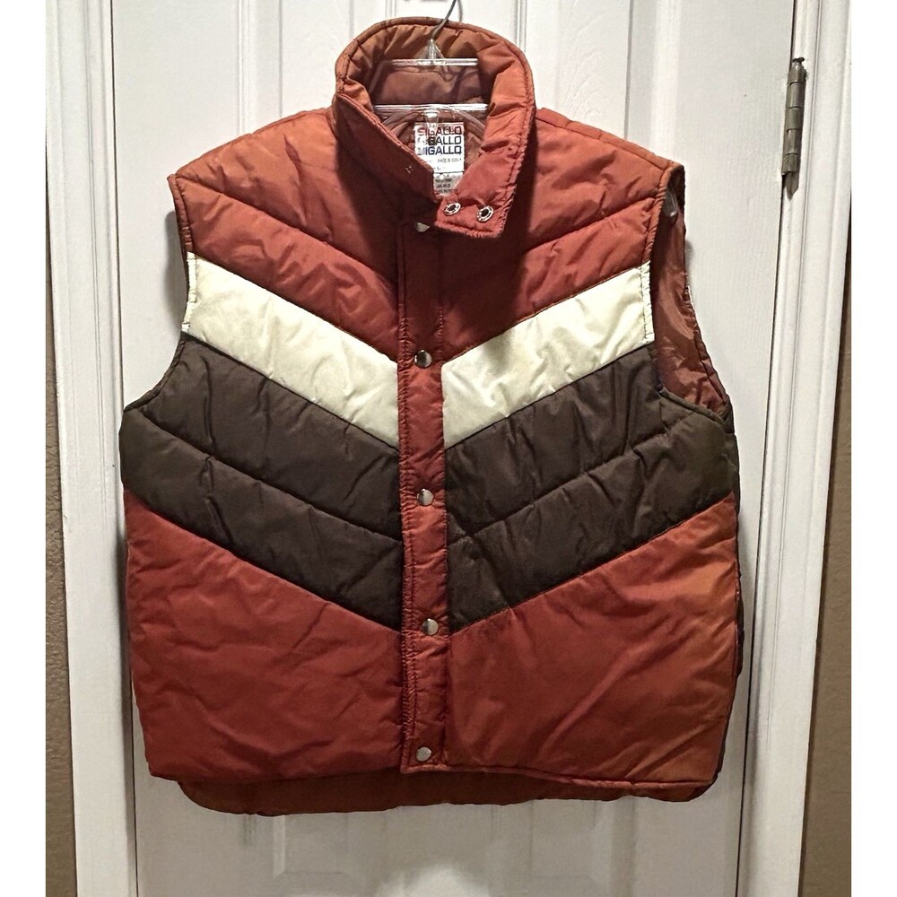 Vintage Sigallo Puffer Vest Mens Size L Striped Colorblock Waterproof Ski Korea